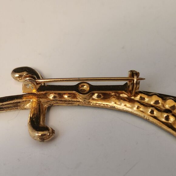 LG Scimitar Curved Sword Pin Rhinestone Brooch Vintage Costume Estate Jewelry - Picture 6 of 6